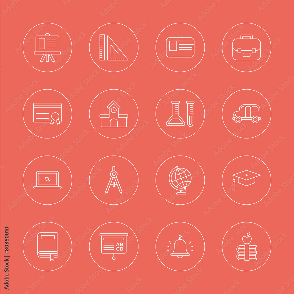 School line icon set School line icon set