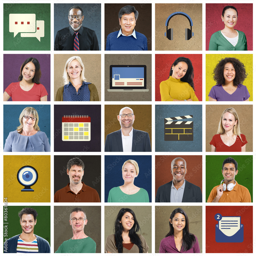 Diverse Multi Ethnic People Technology Media Concept Diverse Multi Ethnic People Technology Media Concept