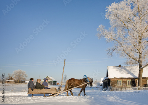 landscape in winter in russia in russian village in winter