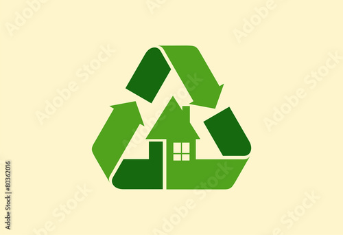 Recycle home ecology logo vector