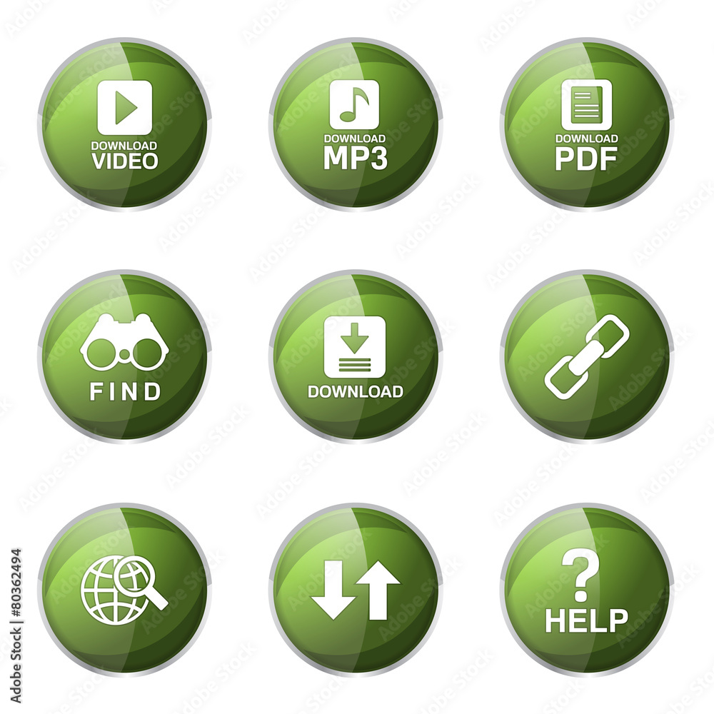 Multimedia Web Internet Green Vector Button Icon Design Set Multimedia Web Internet Green Vector Button Icon Design Set