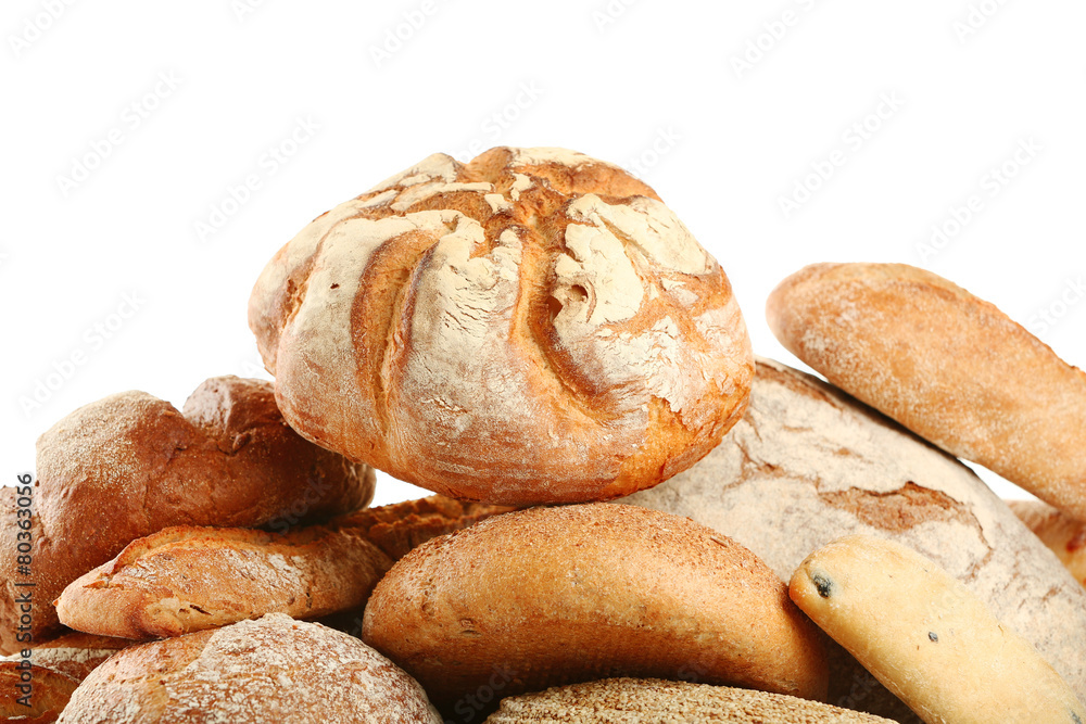 Different fresh bread, isolated on white Different fresh bread, isolated on white