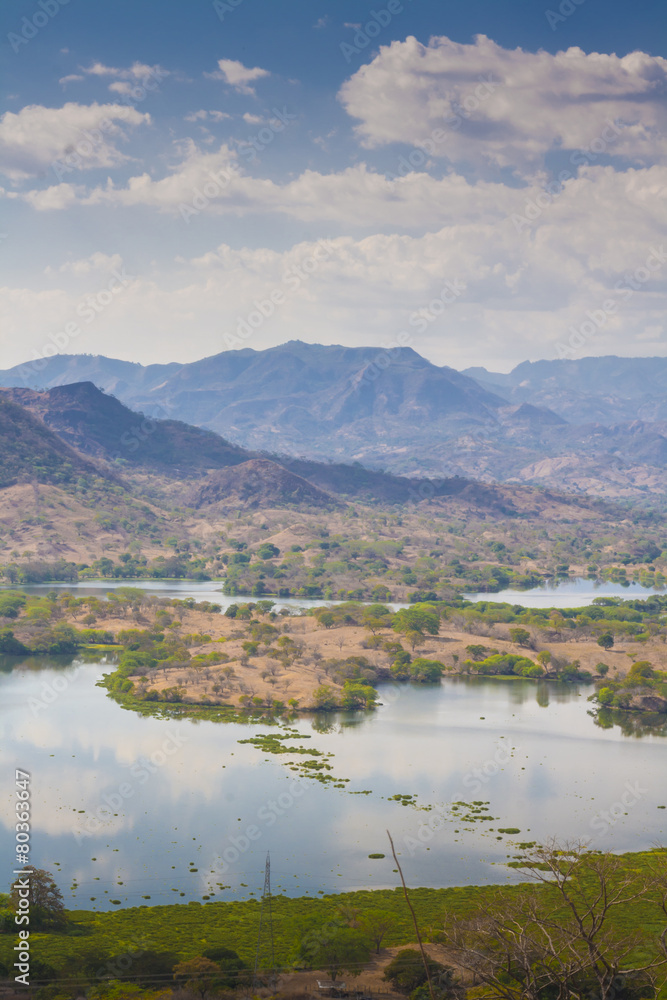 View of Lempa river reservoir in El Salvador