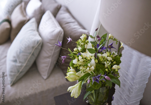 detail of bedroom with flowers