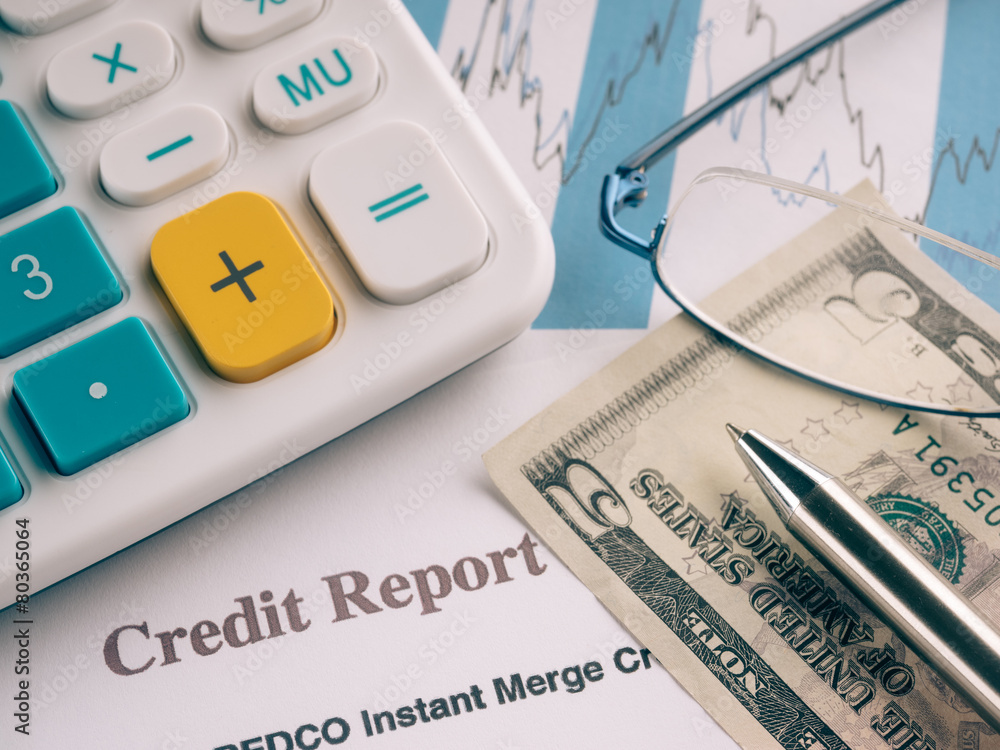 Fototapeta premium credit report on the desk.