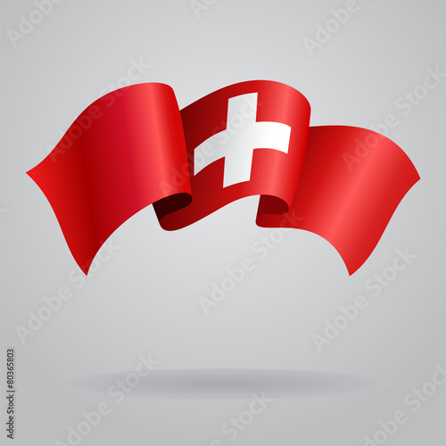 Swiss waving Flag. Vector illustration
