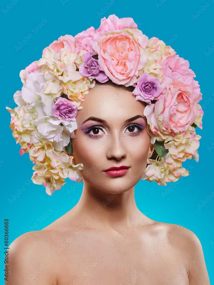Woman with flower wreath