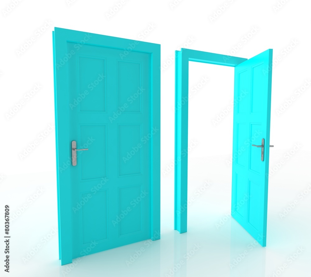 Closed and Open Doors Isolated Closed and Open Doors Isolated