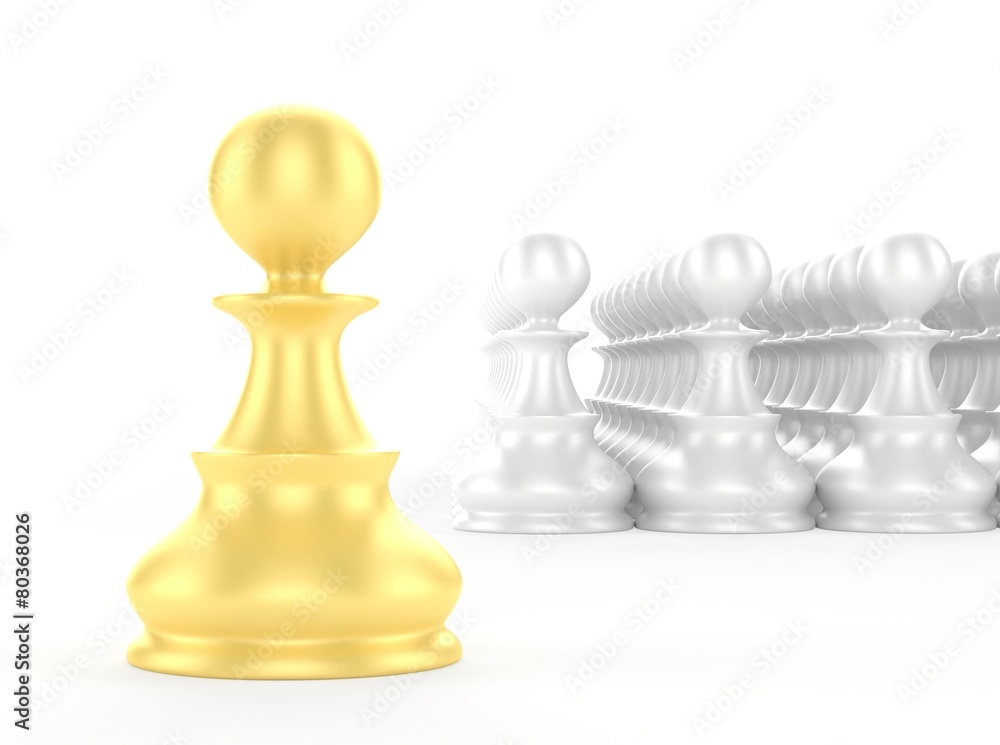 leadership concept gold pawn forward white pawns team group leadership concept gold pawn forward white pawns team group