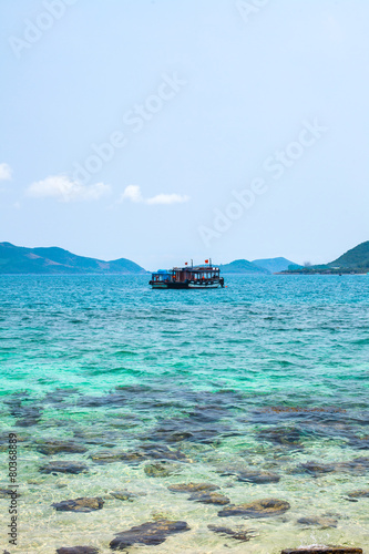 Morning landscape with boats in the sea