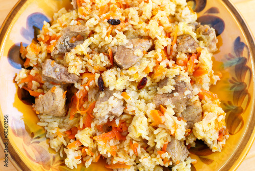 pilaf with meat photo