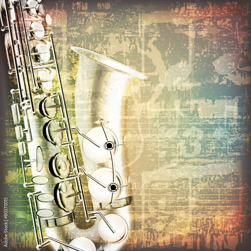 abstract grunge piano background with saxophone