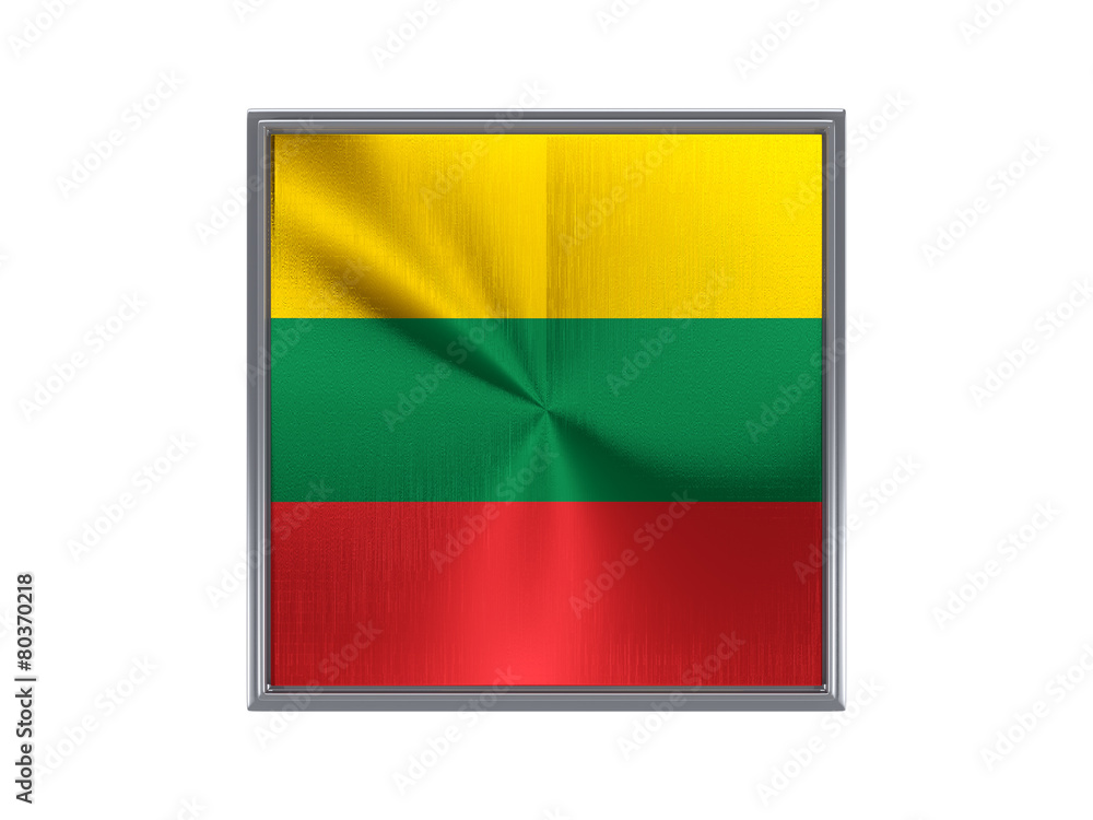 Square metal button with flag of lithuania Square metal button with flag of lithuania