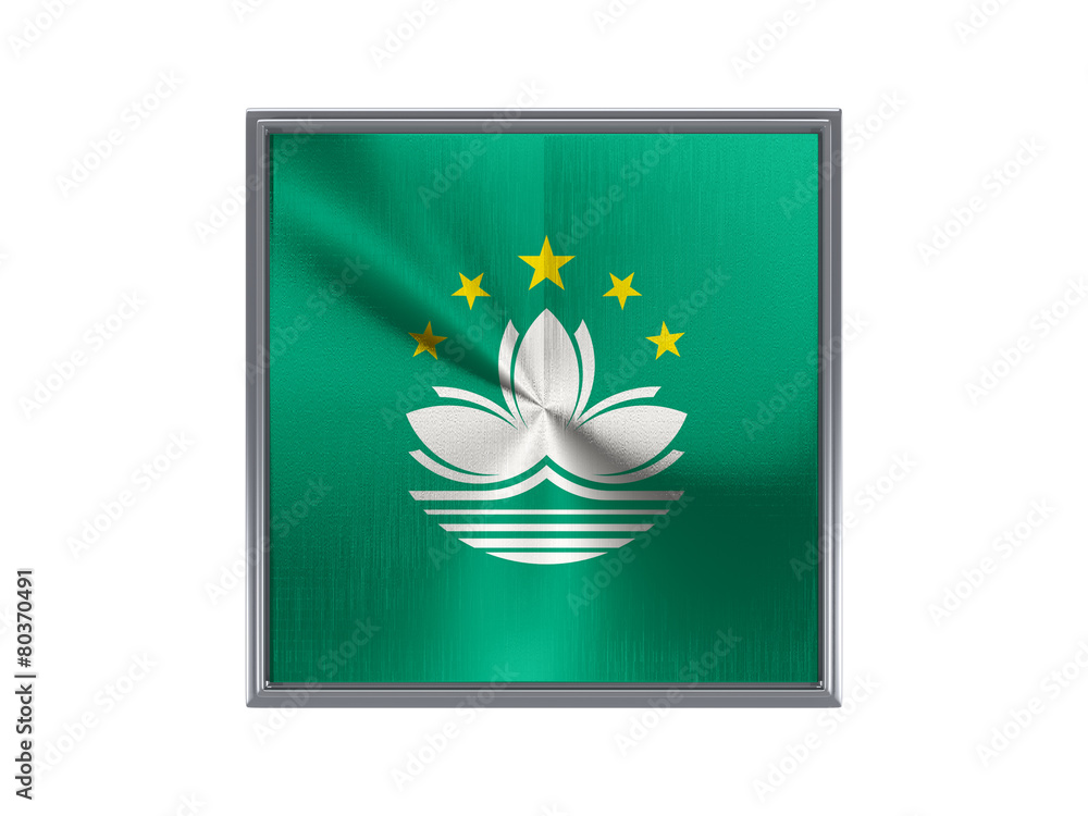 Square metal button with flag of macao Square metal button with flag of macao