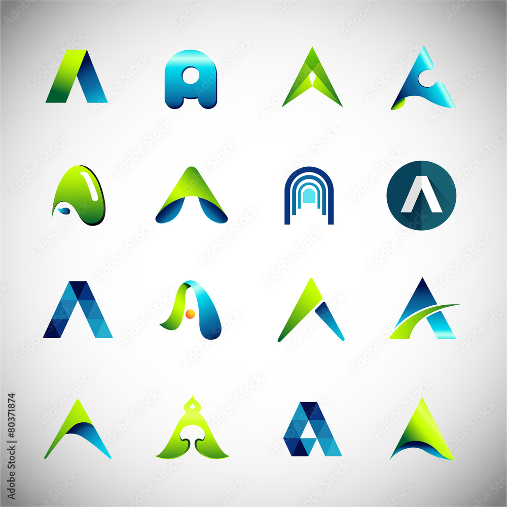 Abstract icons based on the letter A Abstract icons based on the letter A