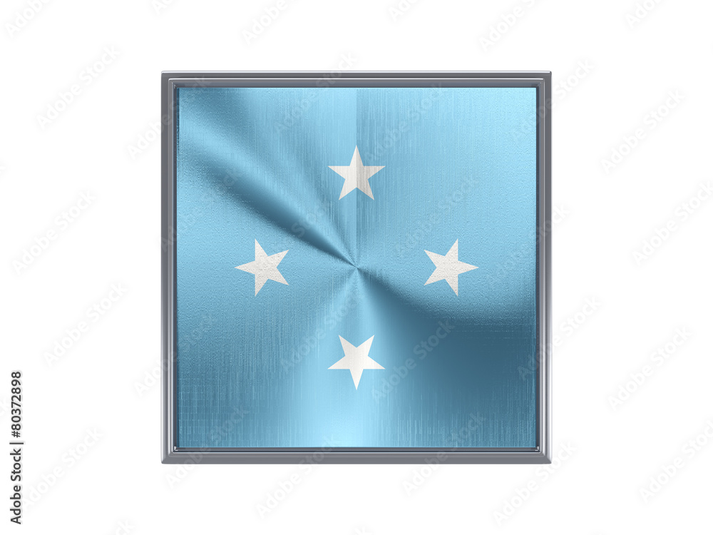 Square metal button with flag of micronesia Square metal button with flag of micronesia