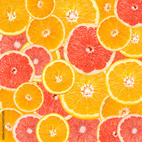 Grapefruit And Orange Slice Abstract Seamless Pattern