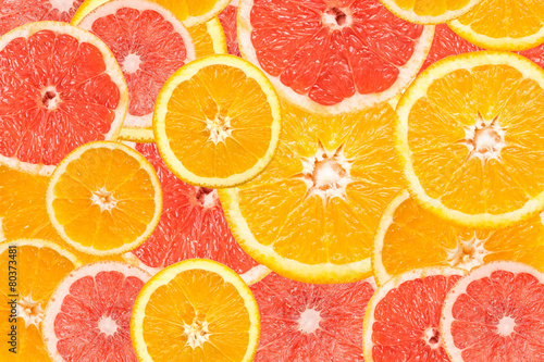 Grapefruit And Orange Slice Abstract Seamless Pattern
