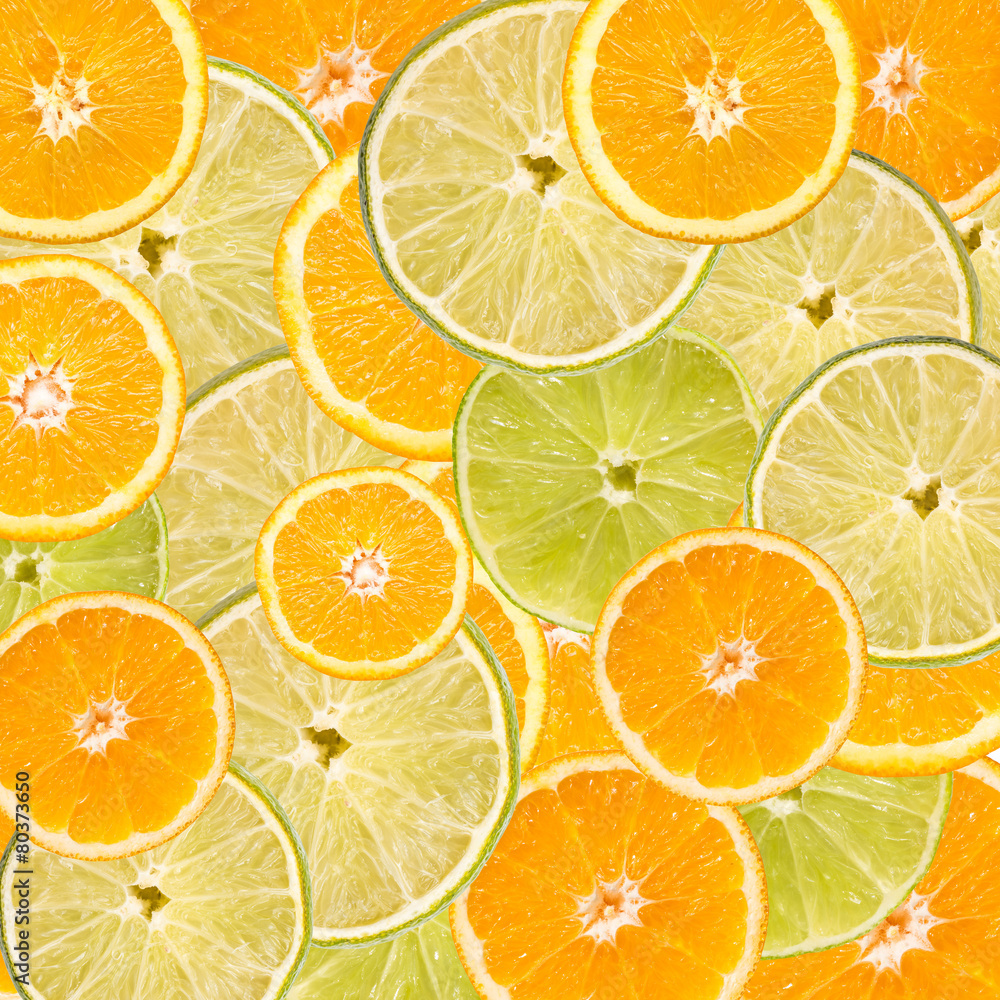 Obraz premium Orange And Lime Slice Abstract Seamless Pattern