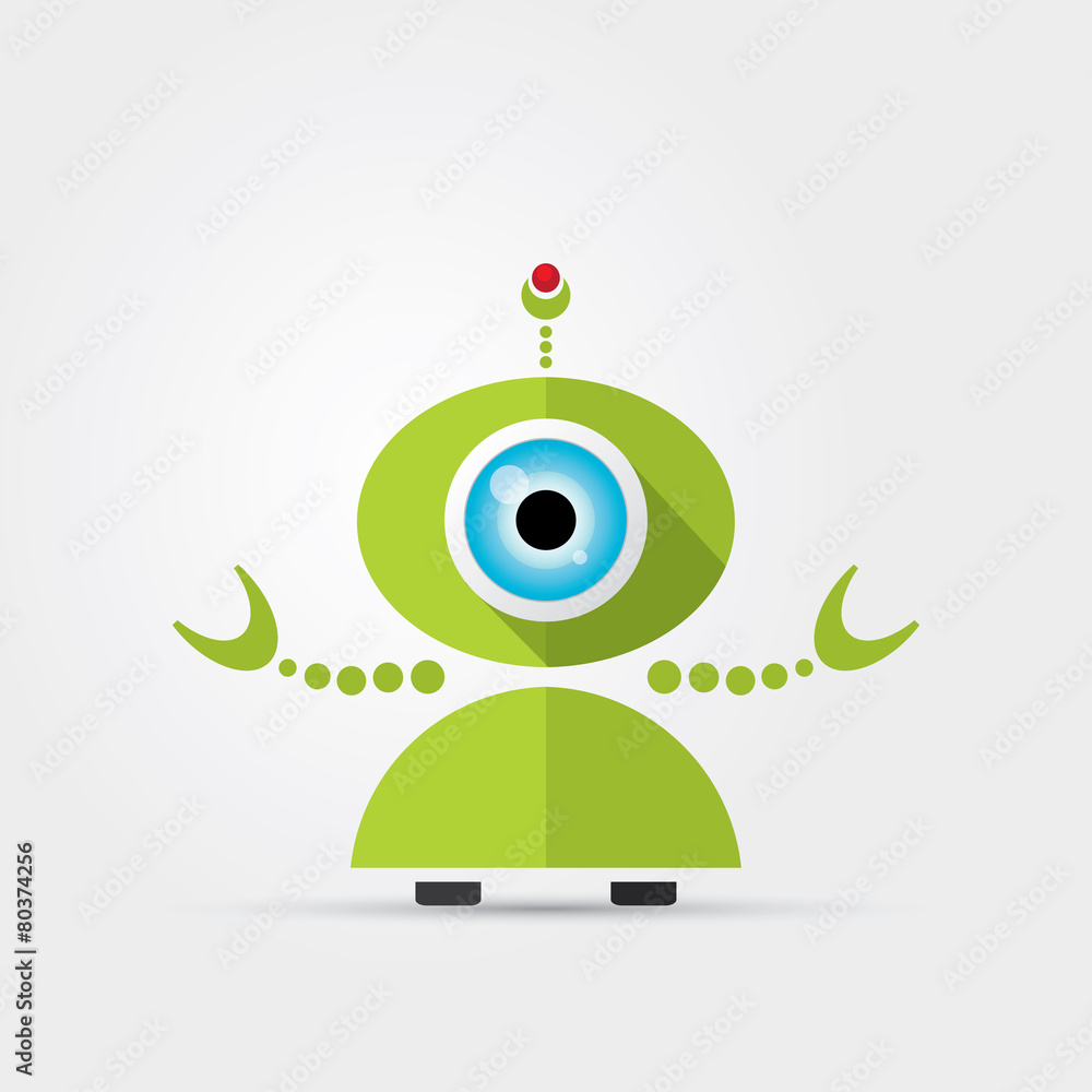 Obraz premium Cartoon Character Cute green Robot