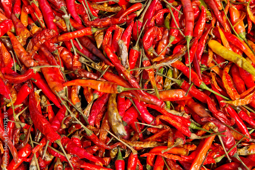 Fototapeta premium Dried Red Chilli Background