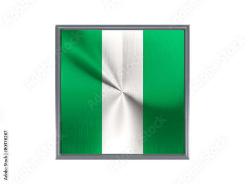 Free Download Square metal button with flag of nigeria - GFXLoad