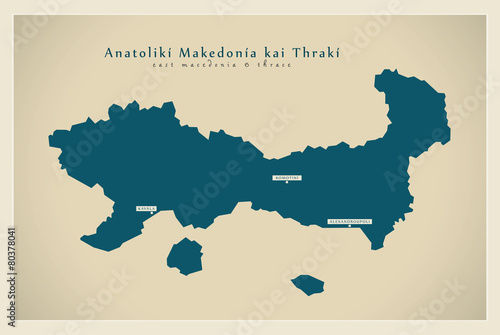 Modern Map - Anatoliki Makedonia ki Thraki GR