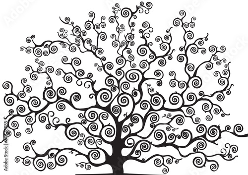 Naklejka drzewo z zakrzywionymi gałęziami