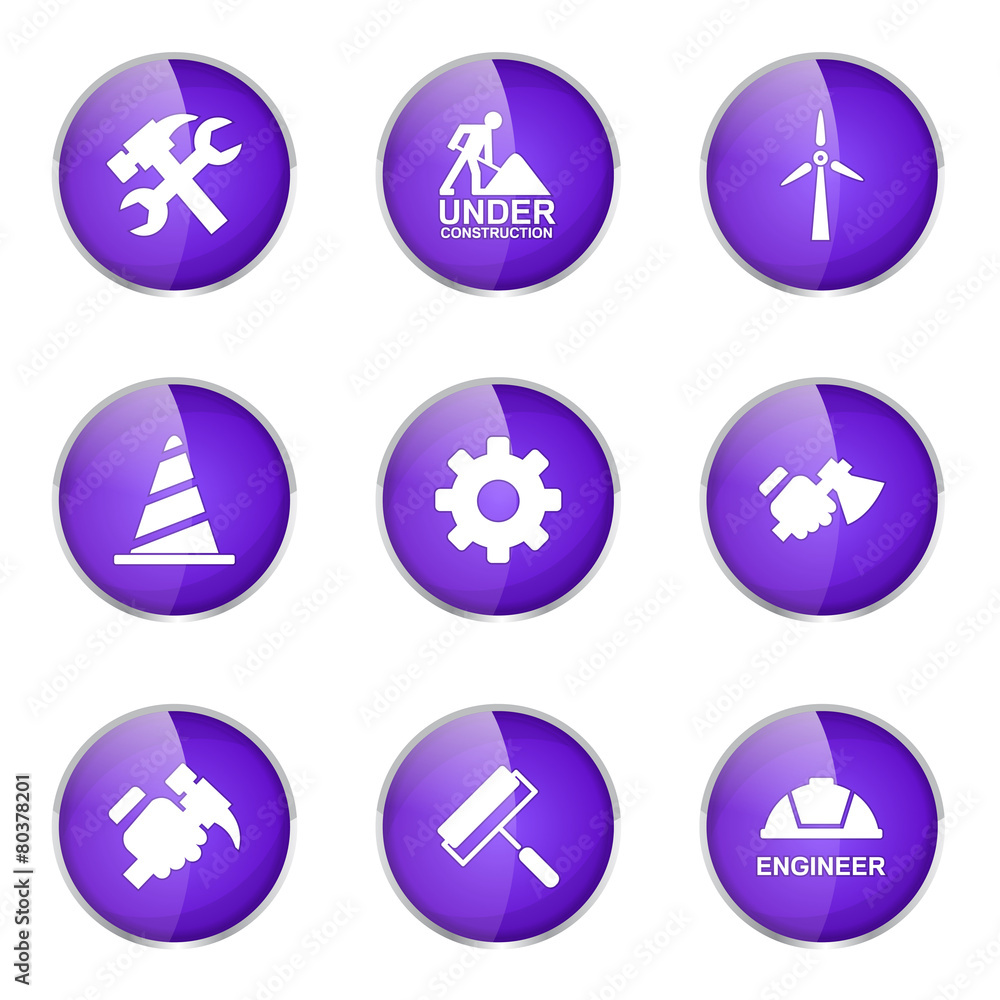 Construction Tools Violet Vector Button Icon Design Set 2 Construction Tools Violet Vector Button Icon Design Set 2