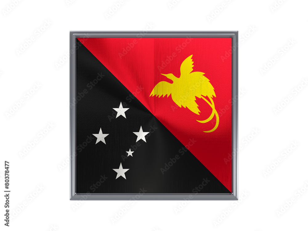 Square metal button with flag of papua new guinea Square metal button with flag of papua new guinea