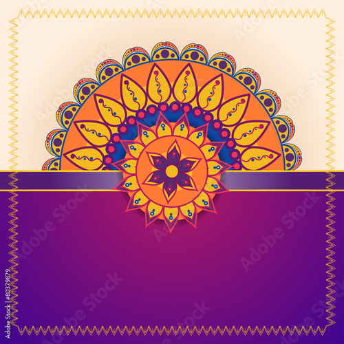 Half of the mandala blank card. Vector illustration.