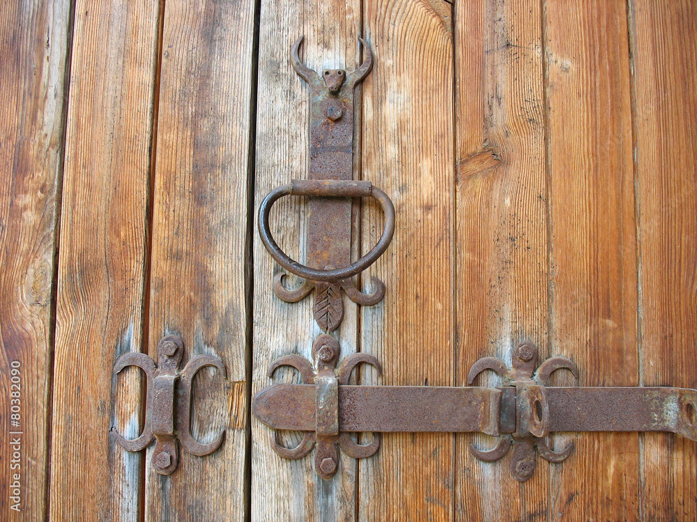 Ancient wooden door rustic metallic detail Ancient wooden door rustic metallic detail
