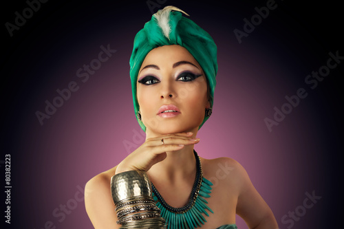 beautiful woman in oriental style in turban