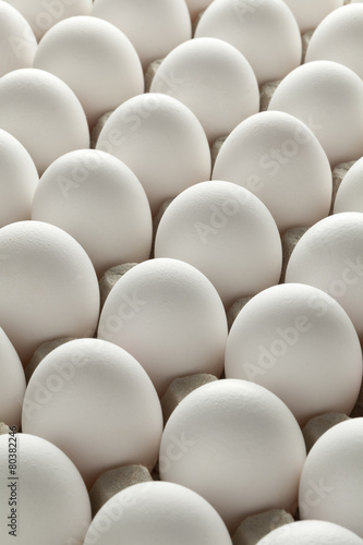 Organic white eggs in carton crate