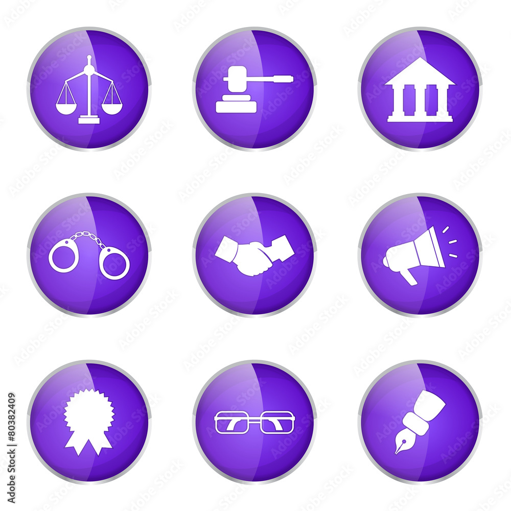 Law Sign Violet Vector Button Icon Design Set Law Sign Violet Vector Button Icon Design Set