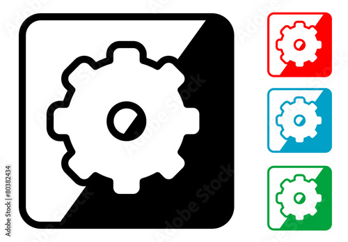 Icono simbolo engranaje en varios colores
