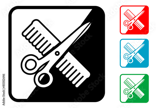Icono simbolo peluqueria en varios colores