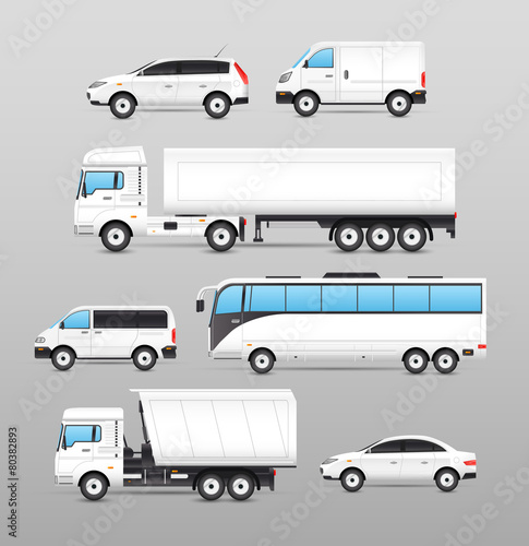 Realistic Transport Icons Set