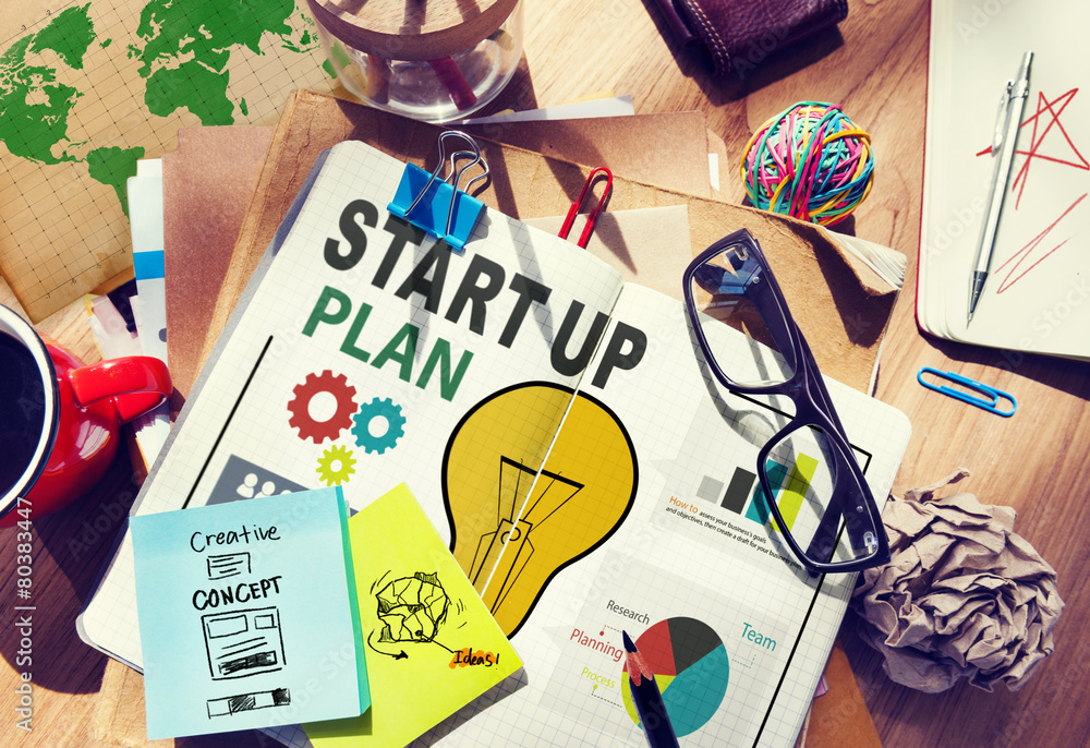 Start Up Launch Business Ideas Plan Creativity Concept - obrazy, fototapety, plakaty 