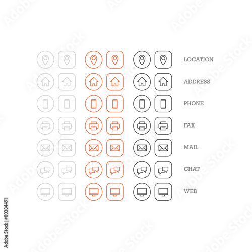Flat multipurpose business card icon set of web icons for busine