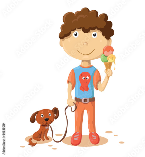 Cartoon boy with dog