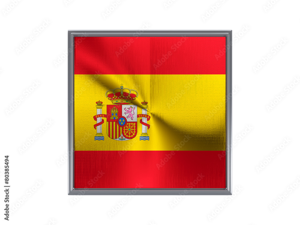 Square metal button with flag of spain Square metal button with flag of spain