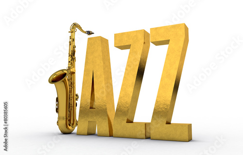 Photography Jazz Text Sign with Saxophone