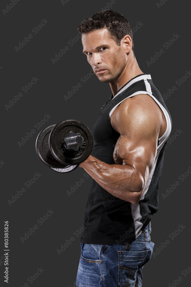 Muscle man lifting weights Muscle man lifting weights