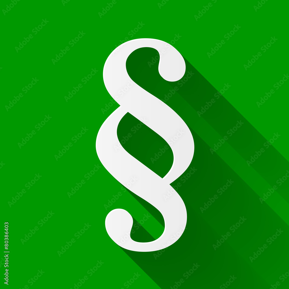 Law icon with a long shadow on green background Law icon with a long shadow on green background