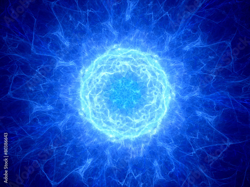 Vászonkép Blue glowing plmasa torus in space