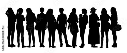 large group of people silhouettes set 10 photo