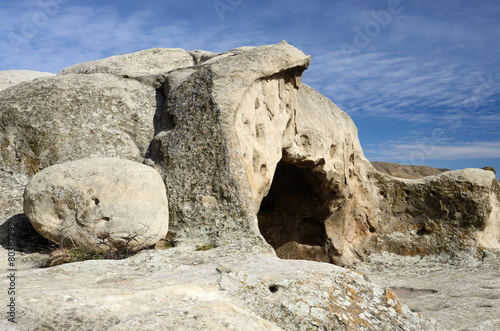 Entrance to ancient house in cave town Uplistsikhe,Georgia