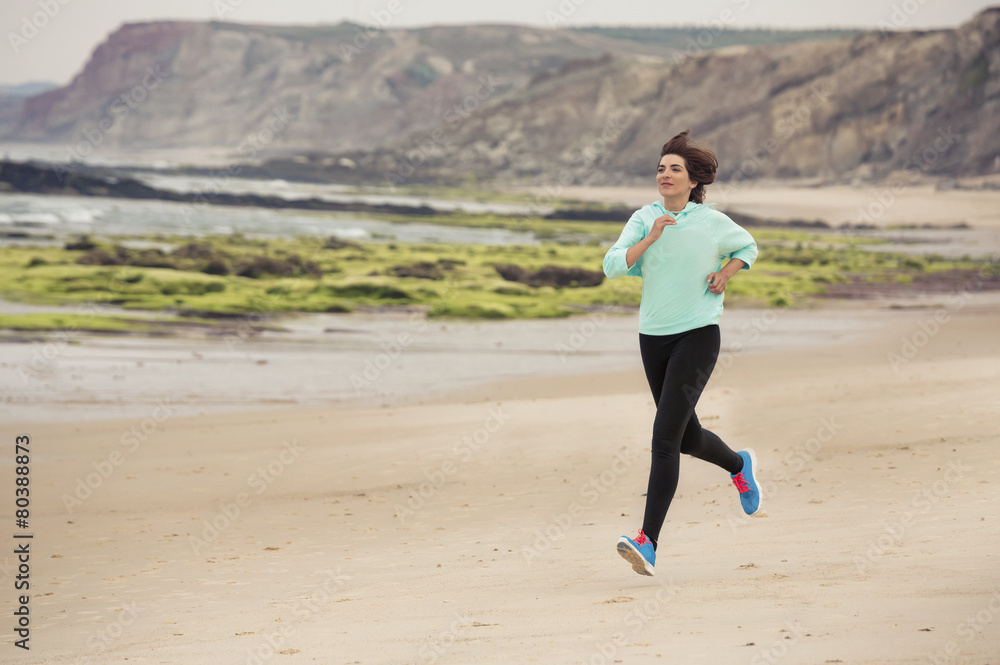 Beautiful woman running