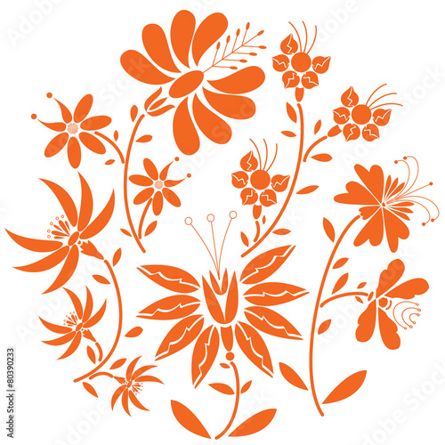 Floral folk pattern in circle